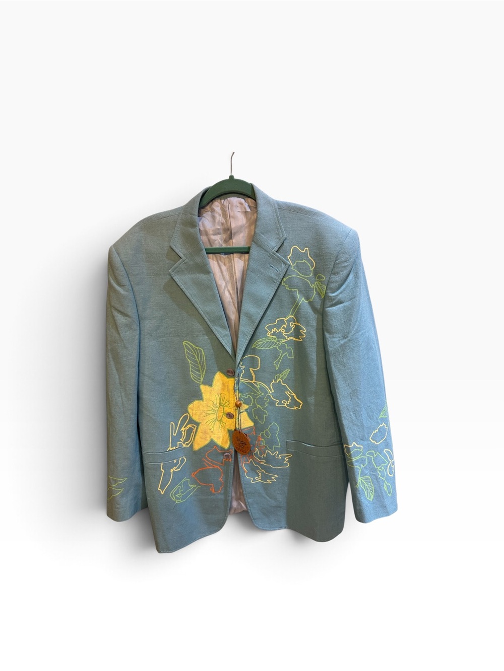 Light Blue Floral Embroidered Men's Blazer